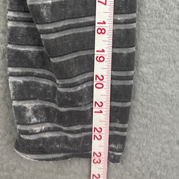 Vintage Velvet Burnout Striped Shirt Gray Crew Neck Long Sleeve Size M Retro - Picture 6 of 8